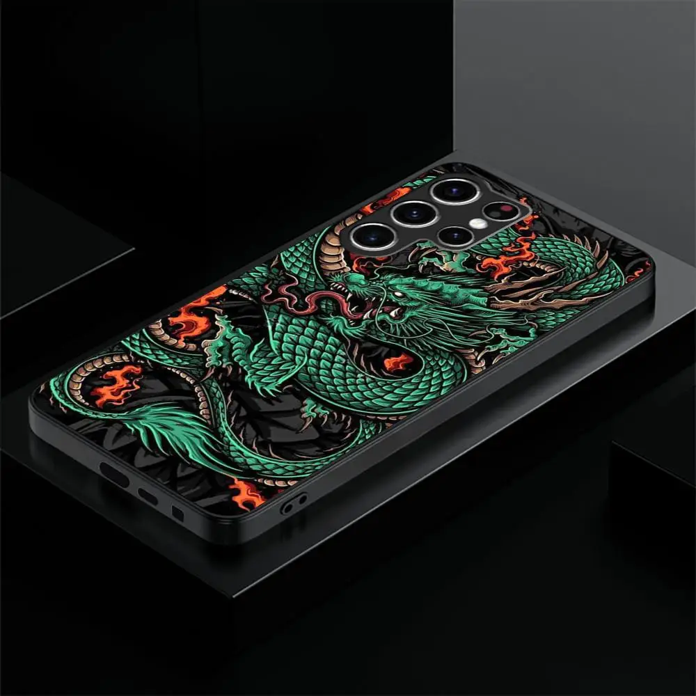 Illusory Color Chinese Dragon Phone Case For Samsung Galaxy S23 S22 S21 S20 Plus Ultra M54 Note20 Soft Black Phone Cover