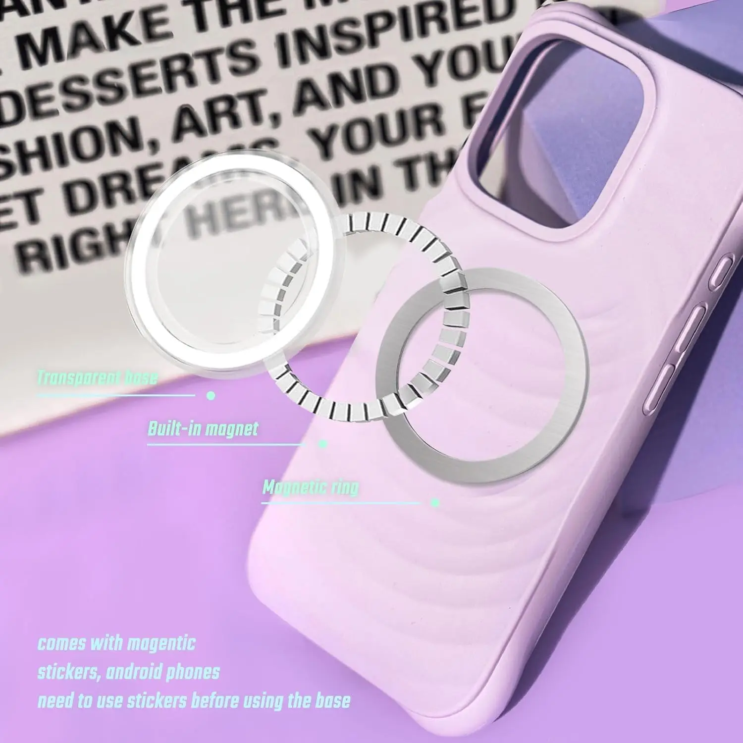 Clear Acrylic Magnetic Phone Stand – Detachable Grip & Kickstand, Removable