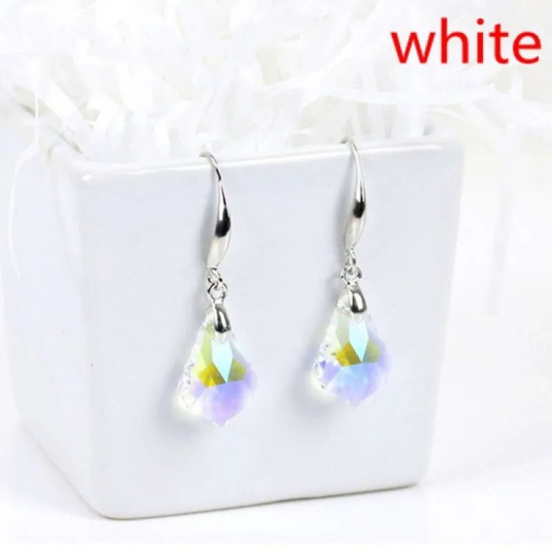 Drop Earrings Fashion Simple Rainbow Color Ladies Colorful Gemstone Teardrop Crystal for Women Wedding Birthday Gift Anniversary jewelry drop earrings