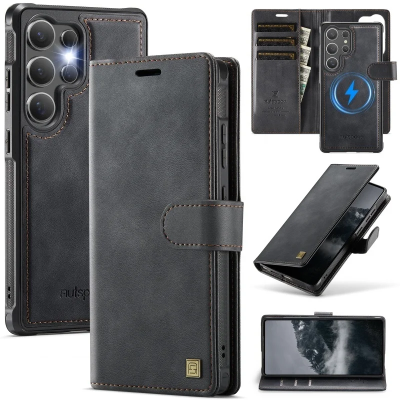 Versatile Detachable Leather Wallet Phone Case with MagSafe Card Holder