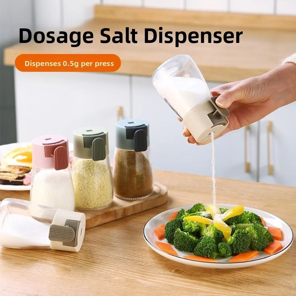 4Pcs Press Type Measuring Seasoning Bottle Transparent 0.5g Quantitative Salt Glass Bottle Refillable Adjustable