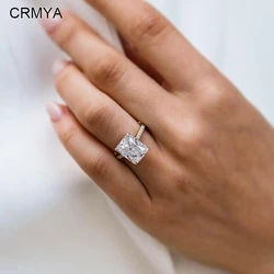 CRMYA White Gold Plated Engagement Rings for Women Fashion Cubic Zirconia Lovers' Wedding Bands 2023 Jewelry Wholesale