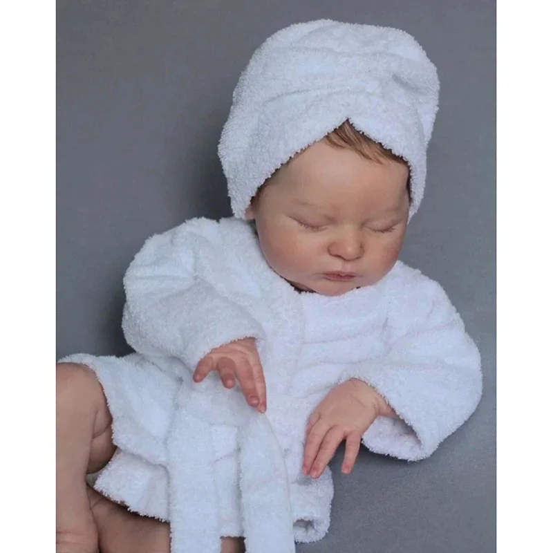 

48cm Sleeping Doll Reborn Laura with Rooted Hair and Eyelashes Bebe Reborn Dolls Lifelike Newborn Sleeping Baby Doll Toys