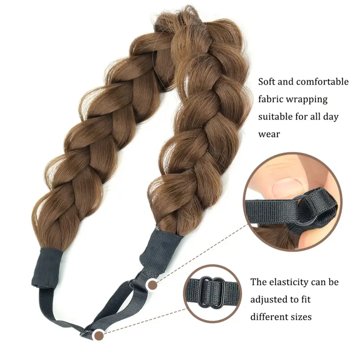 Braided Elastic Band Headband - Stylish Black Brown Hair Accessory