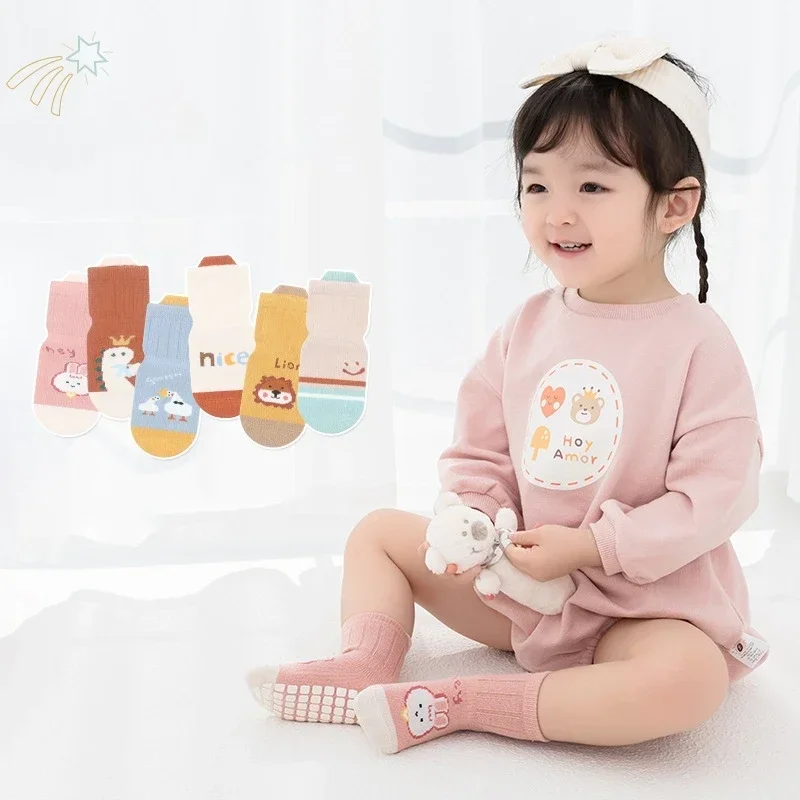 Spring Autumn Children Kids Anti-slip Long Socks Cartoon Soft Baby Toddler Home Trampoline Socks Boys Girls School Sports
