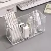 Desk Stationery Storage Pen Holder Transparent 3 Grids Pen Storage Box INS Style Large Capacity Pencil Container Students 5