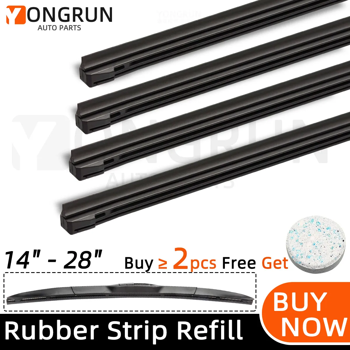 35cm To 70cm Car Wiper Rubber Refill Blade Soft Insert Strip Windshield