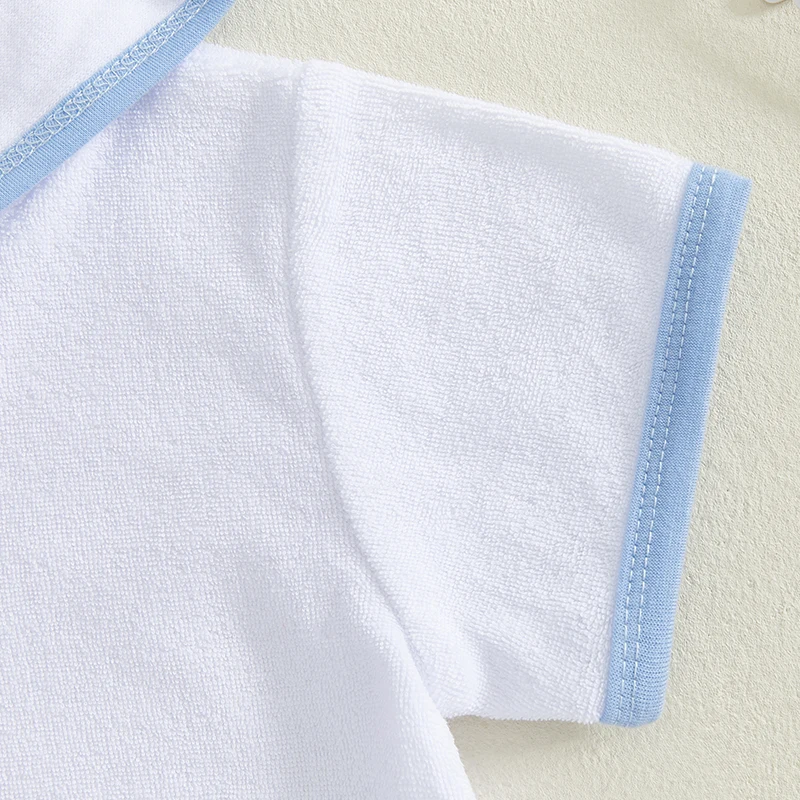 1-5T Toddler Baby Boy Girl Swim Cover Up Towel Terry Zipper Hooded Tops Seersucker Shorts Set Beach Bathing Suit Coverup