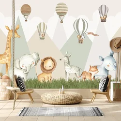Custom Self Adhesive Accepted Cartoon Jungle Animals Baby's Bedroon Contact Walls Papers Home Decor Wallpapers for Living Room