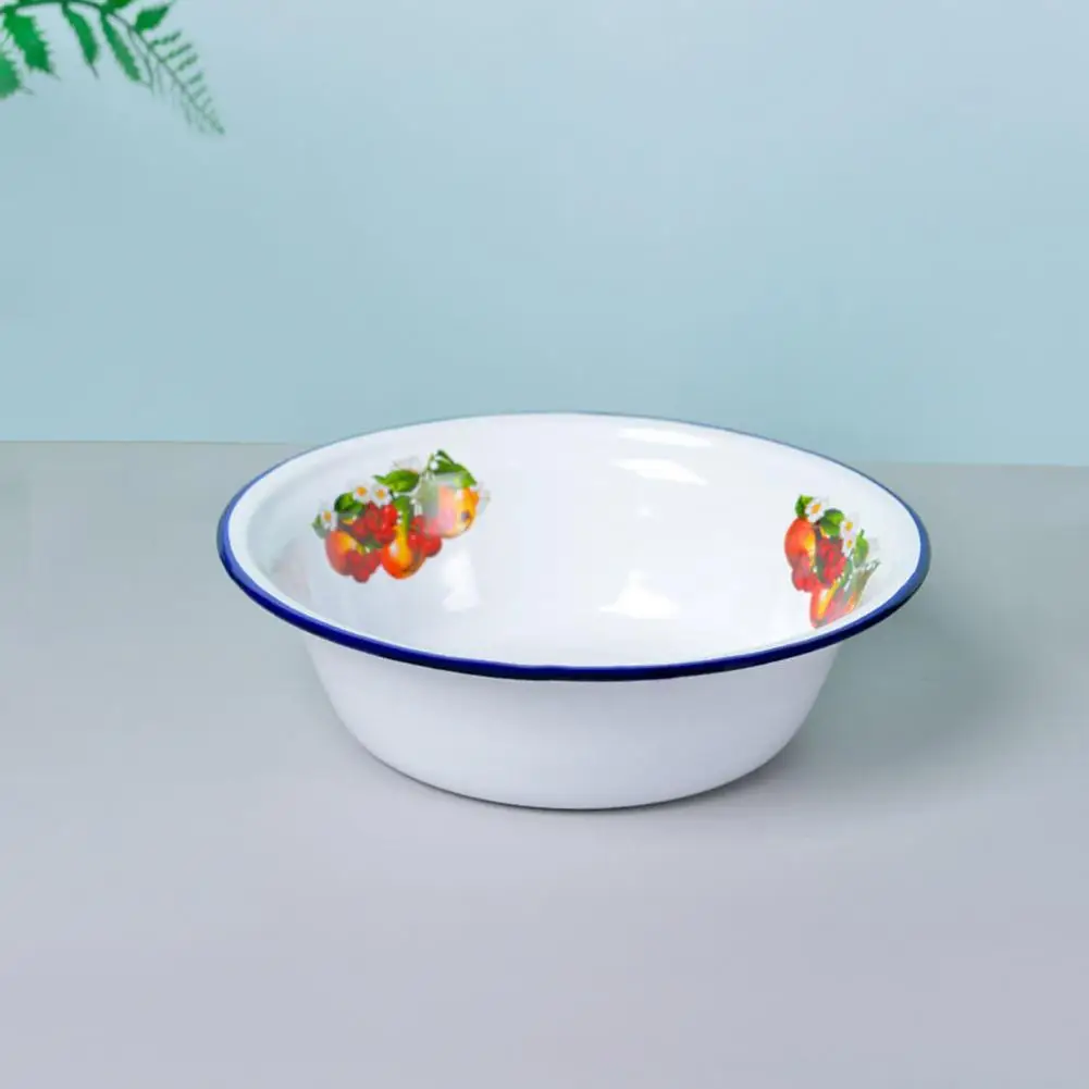 Enamel Tableware For Dinner Durable Bowl Container Enamel Rustic Easy Clean Food Containers Enamel Basin Bowl