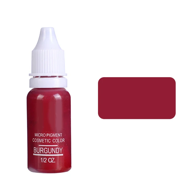 15ml Tattoo Ink Set Permanent Makeup Eyebrow Lips Eye Line Tattoo Color Microblading Pigment for Body Beauty Tattoo Art Supplies Burgundy
