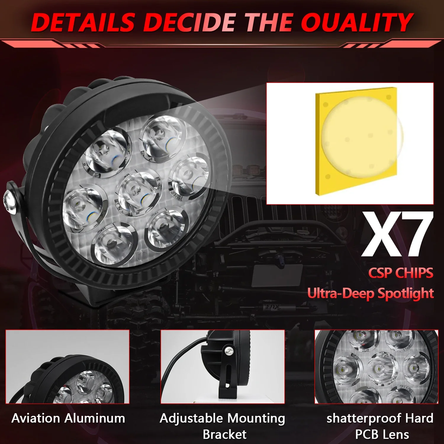 Auxiliary Motorcycle Driving High/Low Len Fog Lamps 6000K Driving Lights Off Roa