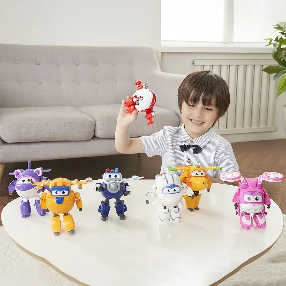 Figuras de acción de Super Wings, juguetes transformables de Robot, Jett Dizzy Donnie Bello Deformation, modelo de animación de avión, regalos de navidad