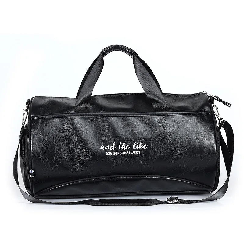 Luxury Soft Leather Men Travel Bag Sport Fitness Gym Bag Weekend Luggage Hand Bag Fashion Shoulder Duffel Bag With Shoes Packet