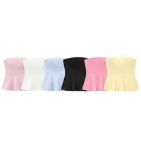 Spring 2025 Women's New Slim Fit ort Skirt Sle Tube Top with Ruffle Hemline Versatile Faionable Ladies' Blouse - Image 5