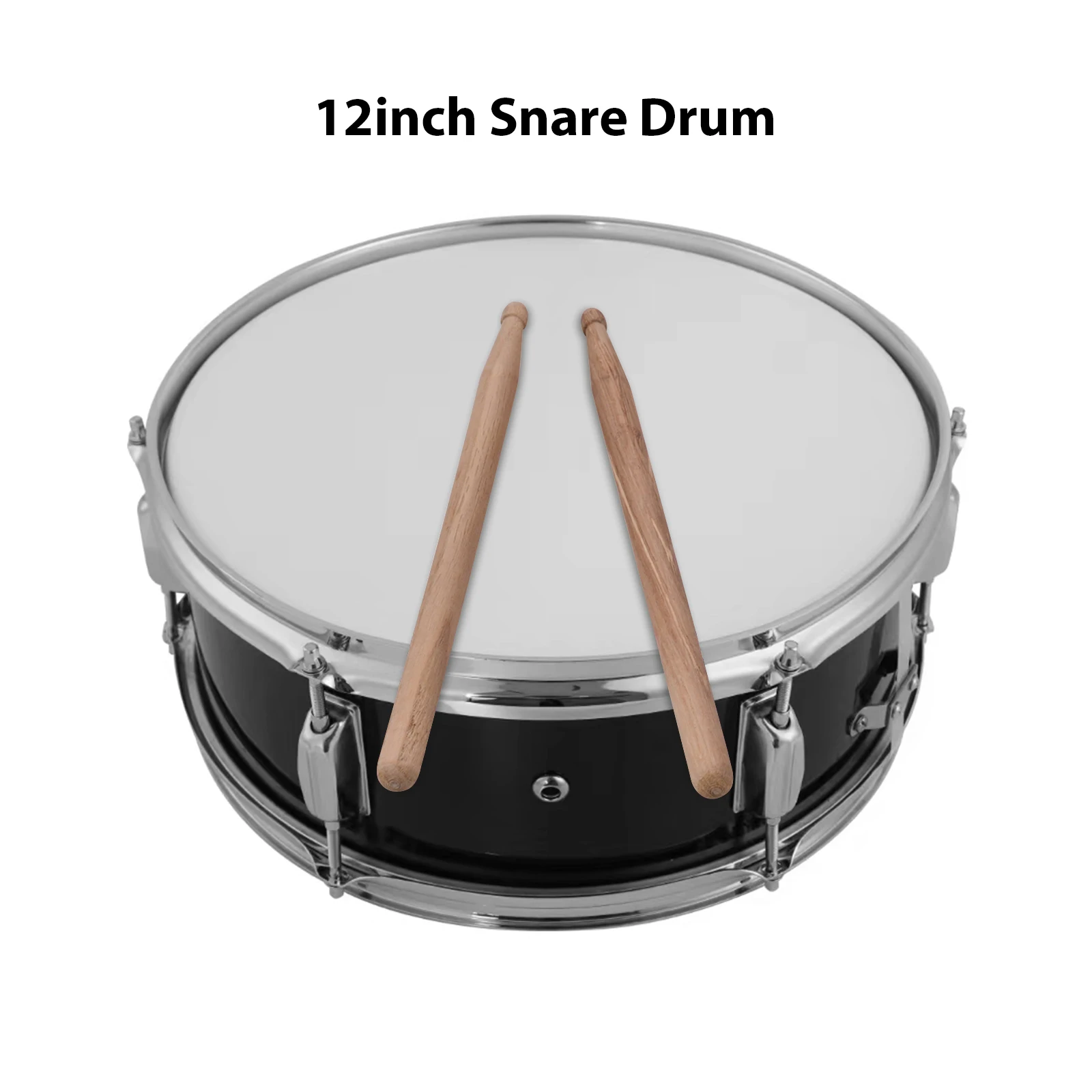 

12inch Snare Drum Portable Snare Drum Set with Drumsticks Shoulder Strap Drum Key Percussion Instrument for Students Beginners