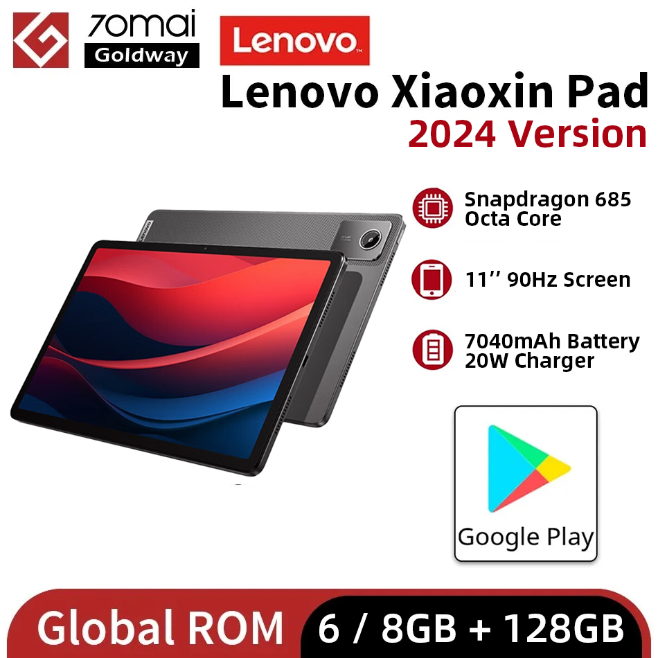 Global Firmware Lenovo Xiaoxin Pad 6 GB 128GB 2024 Version 90Hz 11'' Display Mini Tablet Snapdragon 685 7040mAh Google Play Tab