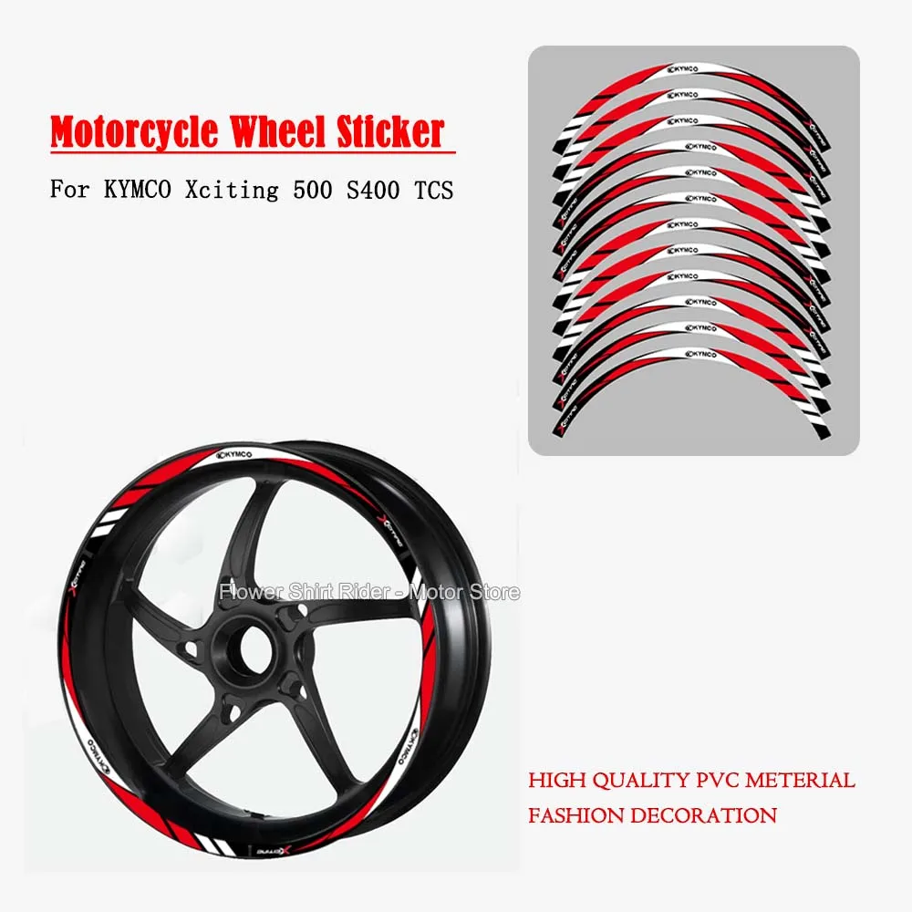 For KYMCO Xciting 500 S400 TCS Motorcycle Wheel Sticker Waterproof Hub Decal Rim Stripe Tape 15