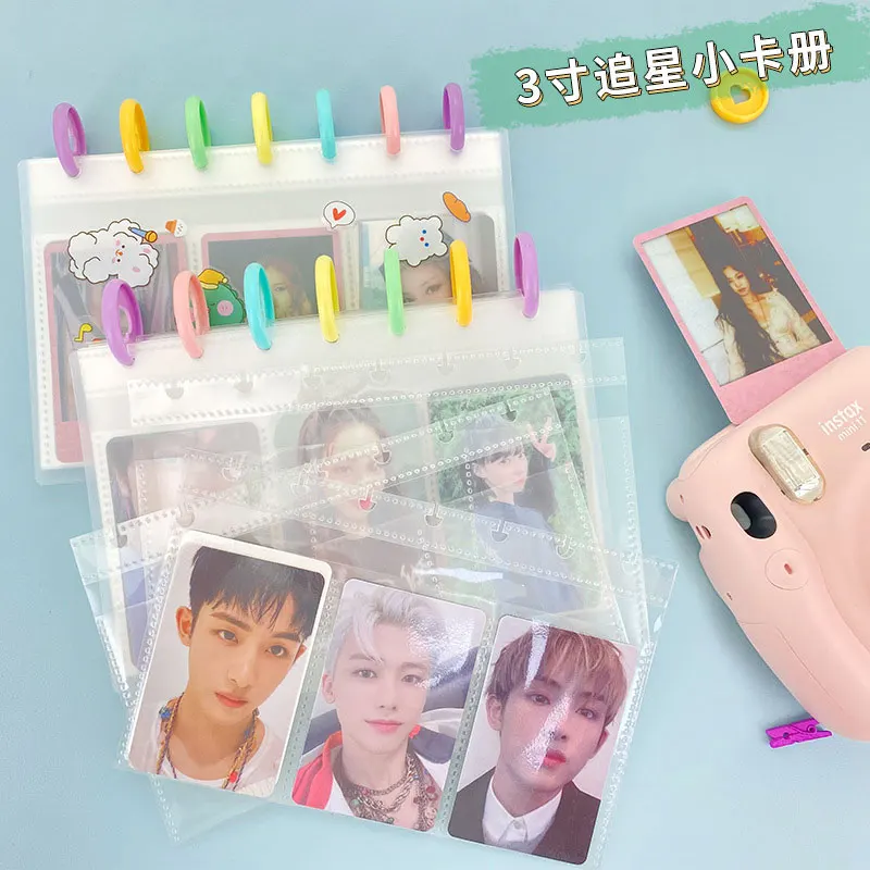 Mushroom Hole Style Collect Book Korean Photocard Binder Idol Scrapbook For Photos File Journal Notebook Card Binder Photo Album yiwi makaron pu leather photocard binder kpop photo album idol kpop photocard album name card collect book photocard holder book