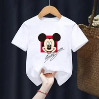 Mickey Mouse Children's Cotton Short sleeved Top Summer Children's T-shirt Boys and Girls Heart Soft Clothes Birthday Gift 1