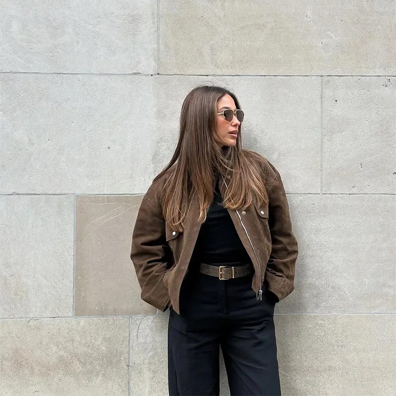 Jaqueta Cropped Suede