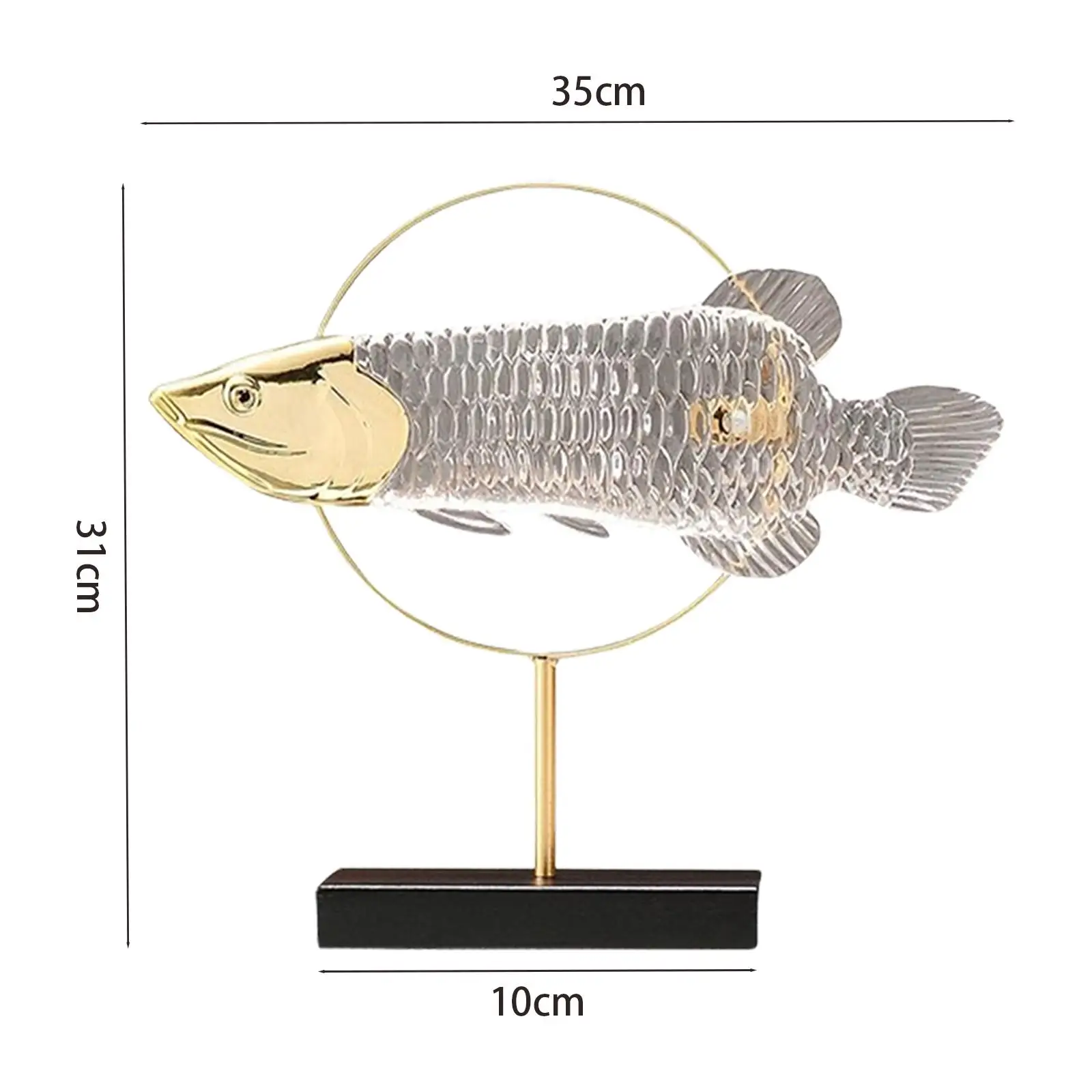 Resin Figurine Gift Golden Arowana Statue for Desktop Living Room Fireplace