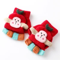 Half Finger Flip Covered Gloves Cute Cartoon Kids Gloves Winter Warm Knitted for Children Boys Girls 1-5Y Baby Accessories 2