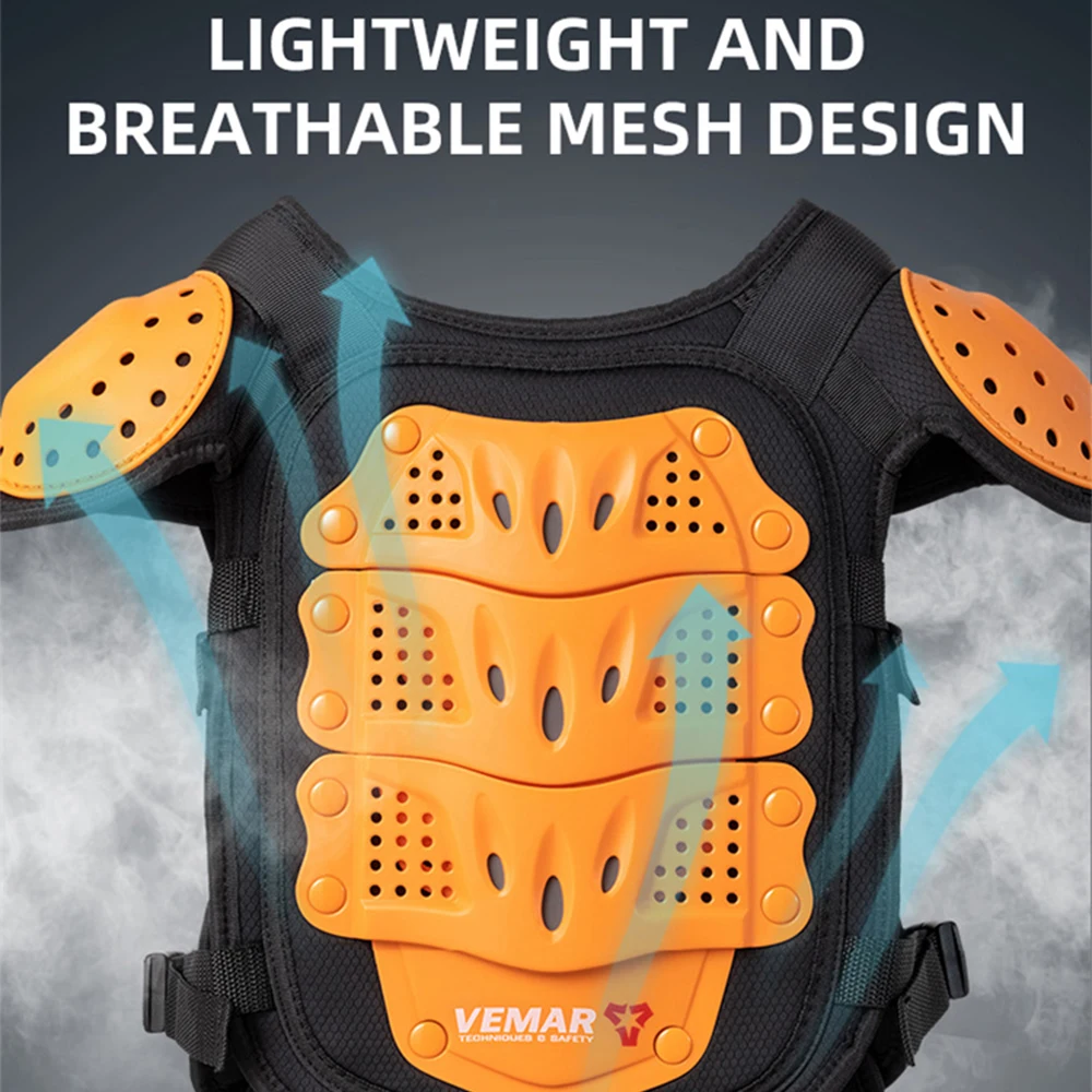 VEMAR Children Motorcycle Riding Armor Vest Suit Breathable Motocross Armor Vest Hard Shell Protective Moto Anti-fall
