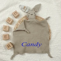 Name Personalized Embroidered Baby Comforter Muslin Cotton Soothing Sleeping Security Blanket Baby Birth Gift 1