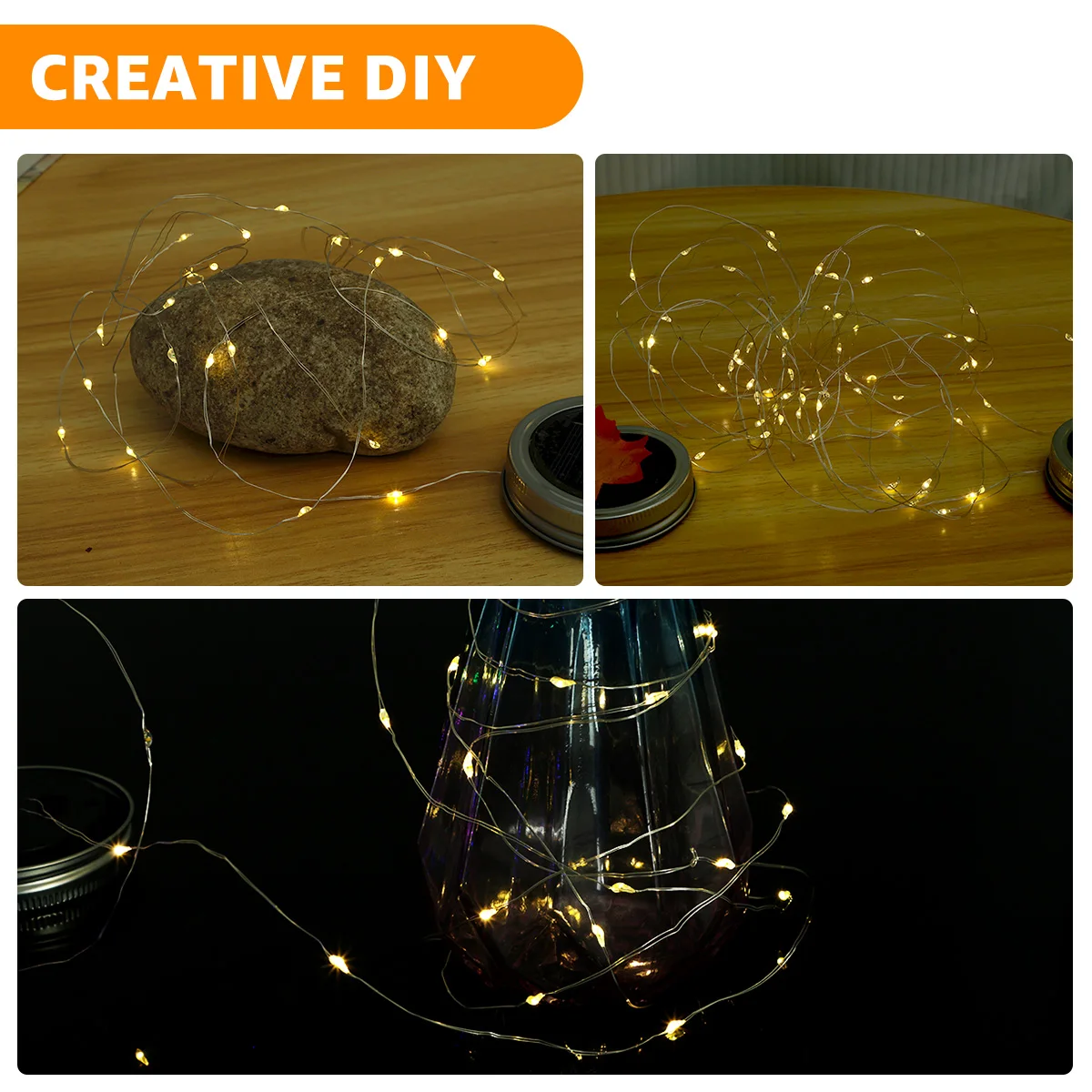 Solar Mason Jar Lights Replacement Top, 8 Pack 30 LED Waterproof Fairy Firefly Jar Lids String Lights (NO JARS) Patio Yard Decor