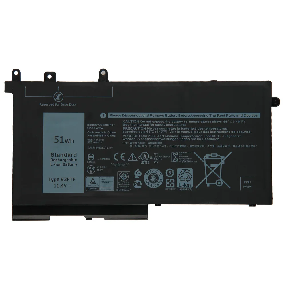 Replacement Battery 51Wh 93FTF 083XPC D4CMT 4YFVG For Dell Latitude 5280 5480 5580 5290 5490 5590 51wh