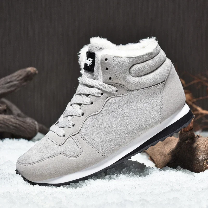 Winter Men Ankle Boots Warm Plush Suede Snow Boots Unisex Women Outdoor Non-slip Hiking Shoes Big Size 48 Zapatillas Hombre Male,outdoor boots