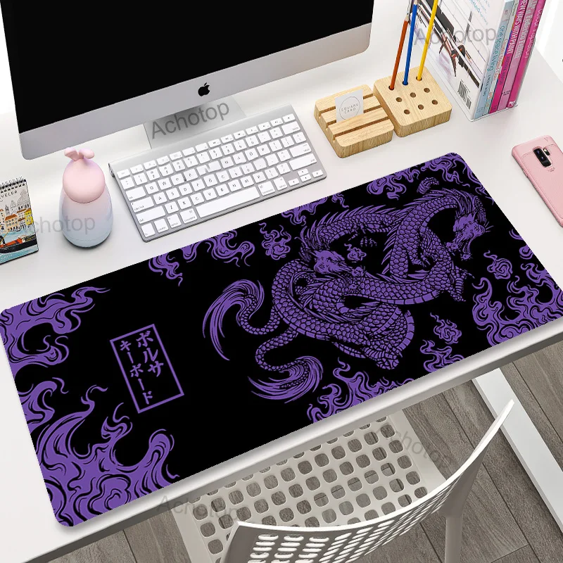 Chinese Dragon Art Gaming Mouse Pad - Large Pink & White XXL Desk Mat (100x55cm)
