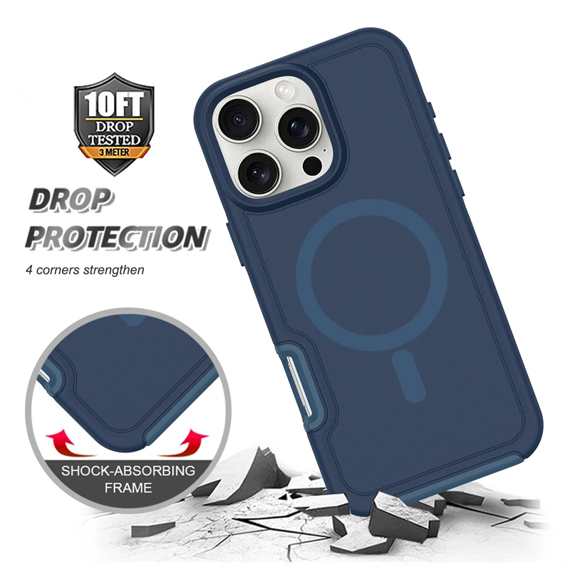 Magnetic Dual Layer Armor Shockproof Matte Phone Case with Enhanced Protection