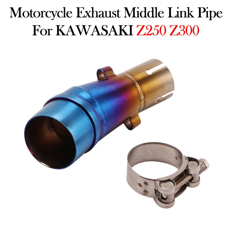 Slip On For KAWASAKI Z250 Z300 Ninja250 Ninja300 Motorcycle Exhaust Middle Link Pipe Escape Moto Adapter System Modify Muffler - Image 3