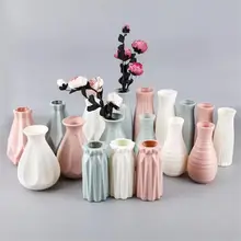 Modern Flower Vase White Pink Plastic Vase Flower Pot Basket Nordic Home Living Room Decoration Ornament Flower Arrangement