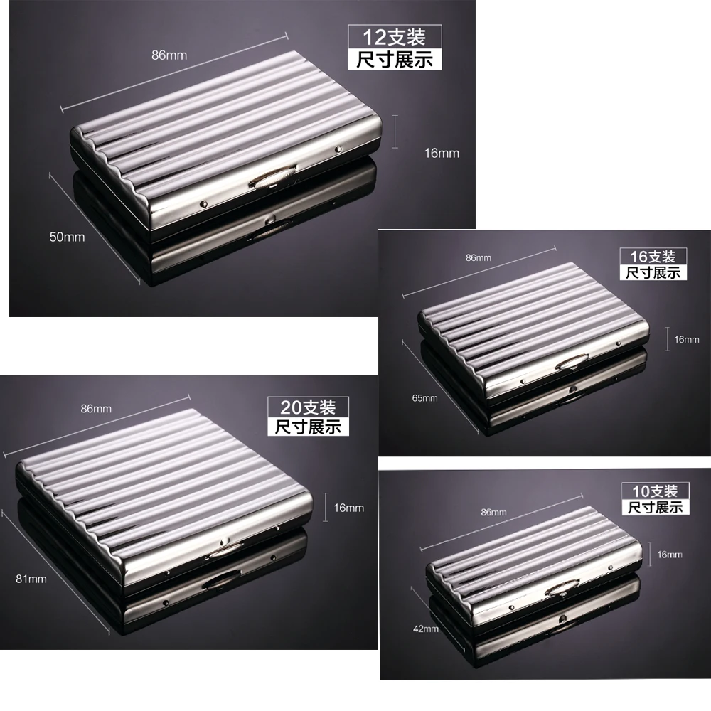 Elegant Wave Brass Metal Cigarette Case - Portable High-Quality Mini Box in Silver and Gold