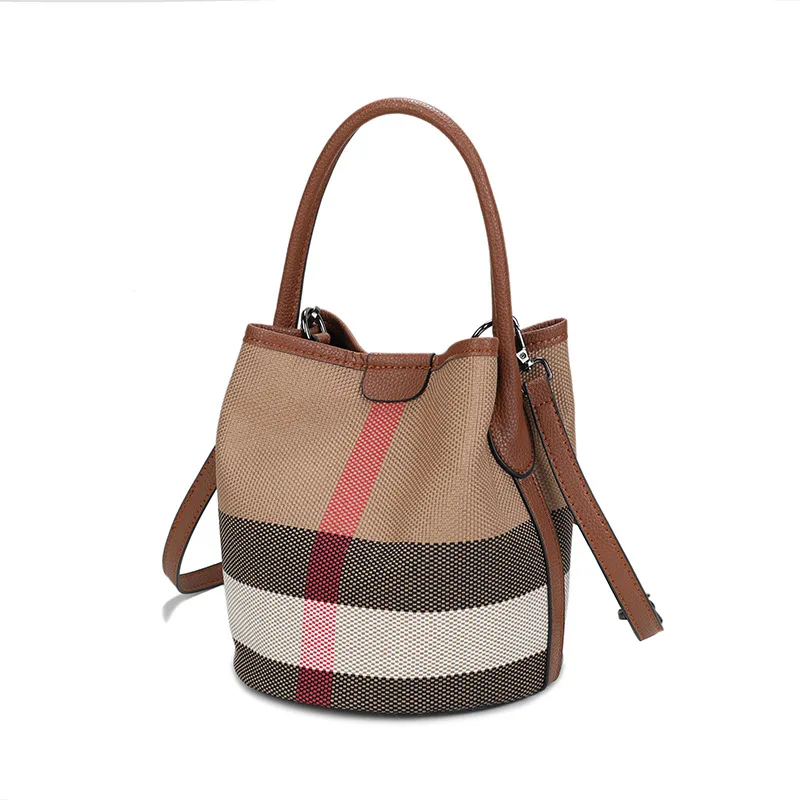 Check Pouch & Tote Bag Set - Brown Check