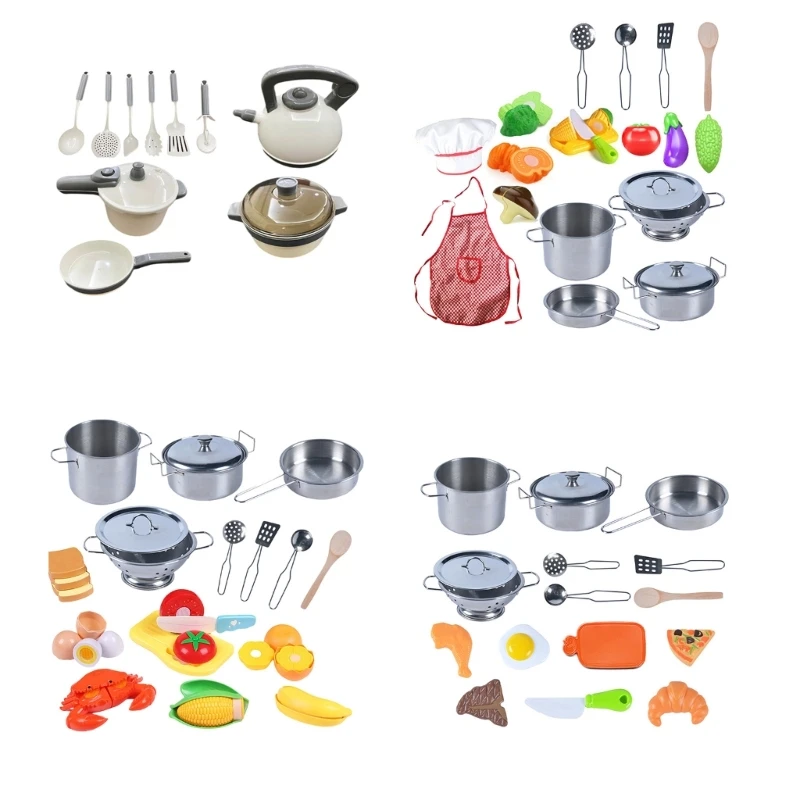 

Cookware Kits Pretend Play Set Metal Fruit Cookware Toy Cooking Set