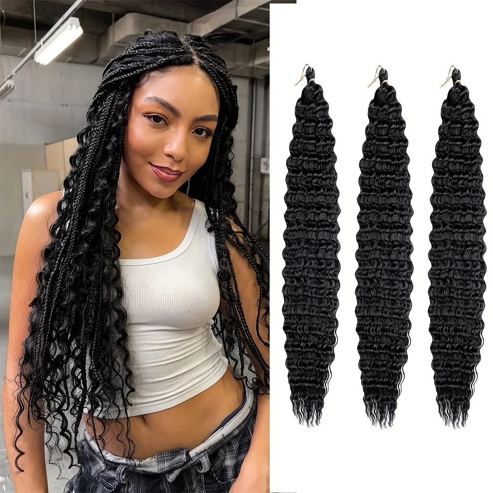 

30inch long deep wave crochet hook Twist Hair Extension Synthetic wigs Water Wave Curly braiding dreadlocks Brazilian Hair wigs