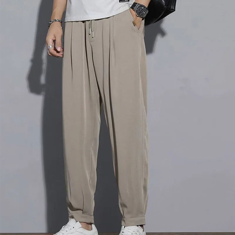 

Spring Summer New Fashion Korean Style Casual Pants Harajuku Loose Trousers Men Oversize Solid Color Pockets Streetwear Clothes