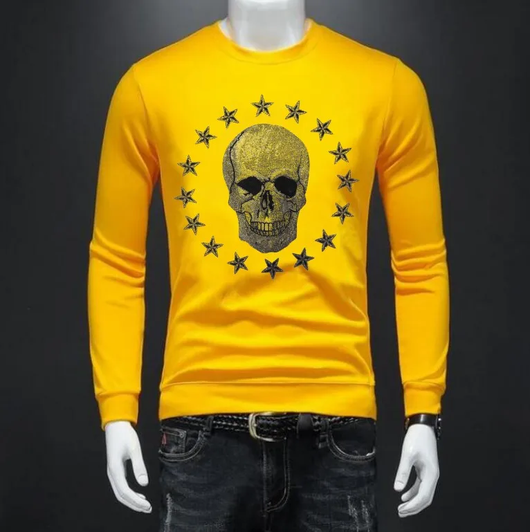 

Man sweatshirts Mens Casual Business borunke Men Rhinestone High Quantity skull designer Men top