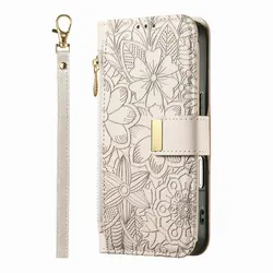 Luxury Leather Zipper Wallet Case - 6 Card Slots - Google Pixel10Pro XL (Gray Short Strap)