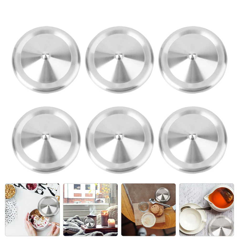 

6 Pcs Stainless Steel Lid Portable Cup Covers Round Lids Office Protectors Coffe Cups Universal Coffee Mug Miss Water