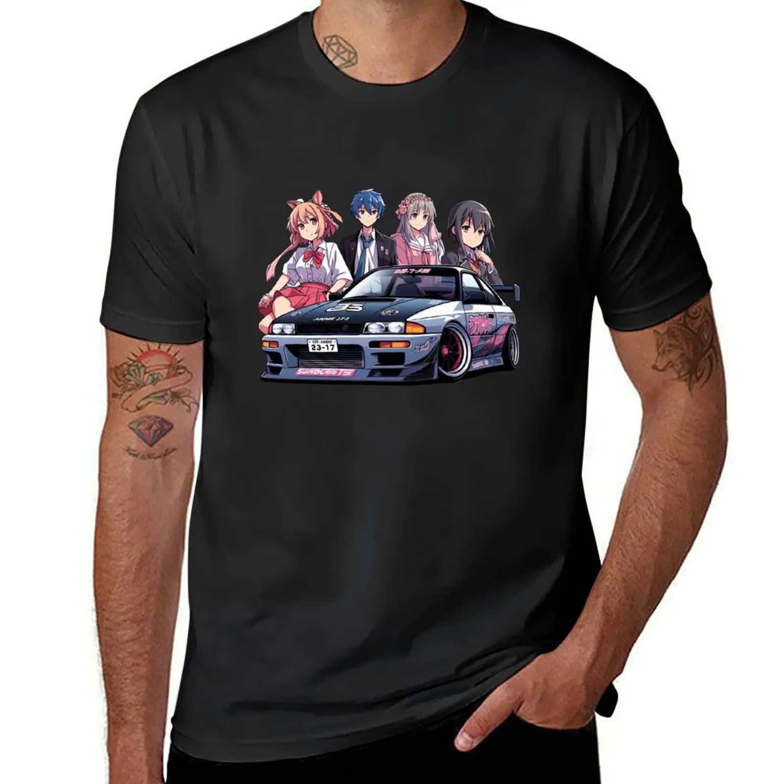 

Anime jdm T-shirt Short sleeve tee blacks anime clothes summer tops T-shirts for men cotton