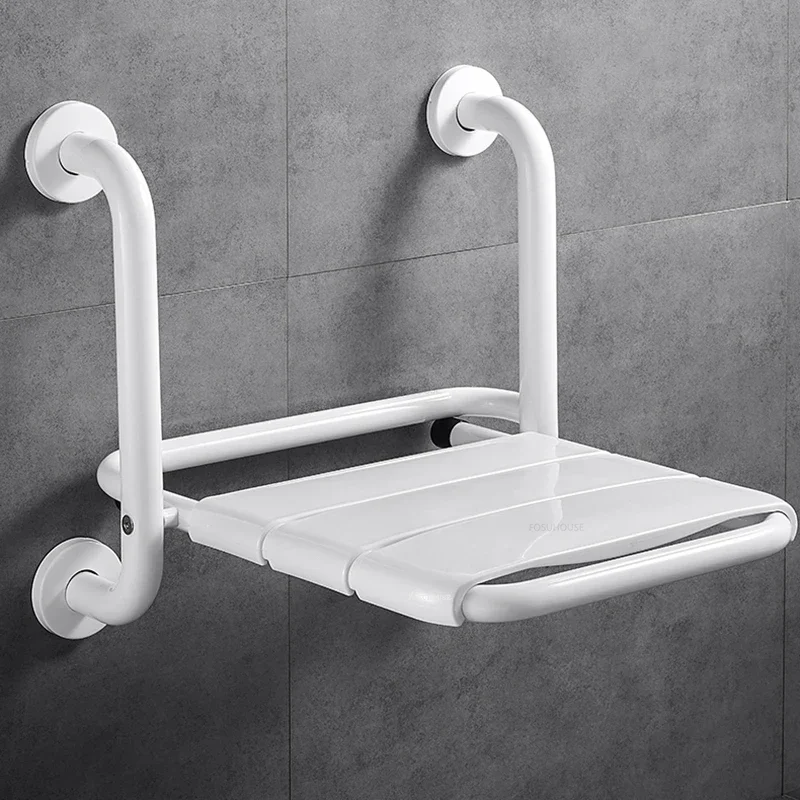 Home Safety Non-slip Shower Chair Folding Wall-mounted Bathroom Seats Bathroom Barrier-free Stainless Steel Armrest Bath Chair 3