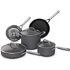 Premium 8-Piece Cookware Set with Glass Lids, Hard-Anodized, Nonstick, Durable & Oven Safe to 500°F, Slate Grey 1
