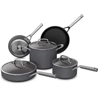Premium 8-Piece Cookware Set with Glass Lids, Hard-Anodized, Nonstick, Durable & Oven Safe to 500°F, Slate Grey 1
