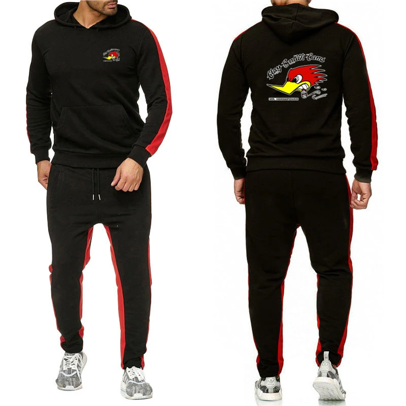 Mens Casual Hoodies Sweatpants Sets Autumn Fashion Pullover