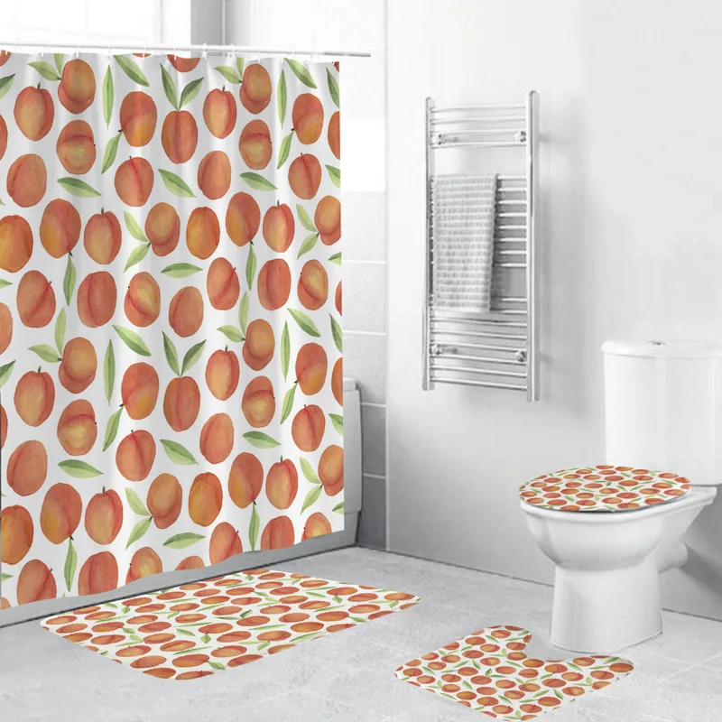 Проста 3D поліестерова водонепроникна завіса для душу для ванної кімнати Набір із 4 предметів DIY Цифровий друк для душу